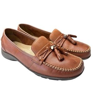 THOM MCAN Leather Tassel Loafers Comfort Shoe Size 7.5W Slip On Light Brown NEW!